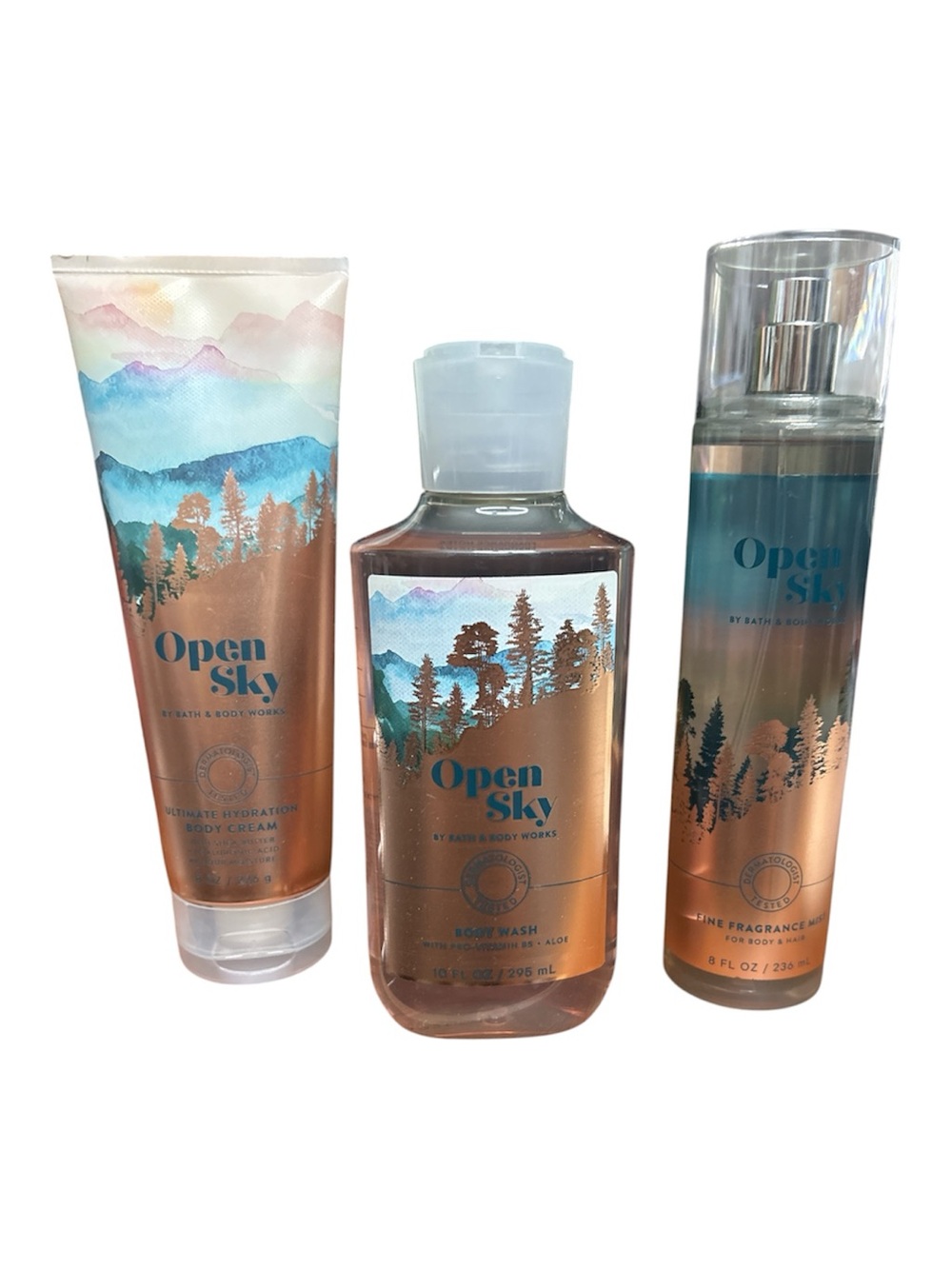Bath & Body Works OPEN SKY 3-Piece Full Size Body Care Bundle Set - NEW
